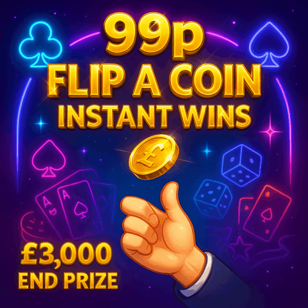 99p Coin Flip Instant Wins - £3,000 End Prize