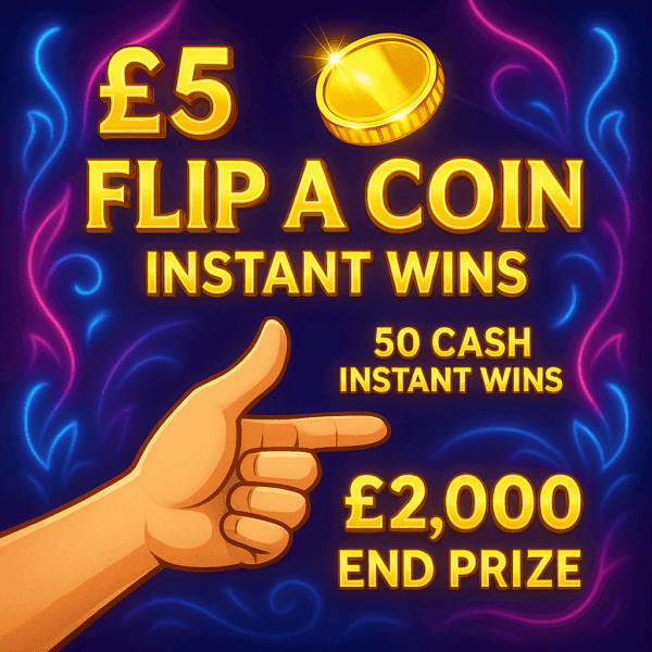 £5 Coin Flip (Good Odds) - 50 Cash Only Instant Wins