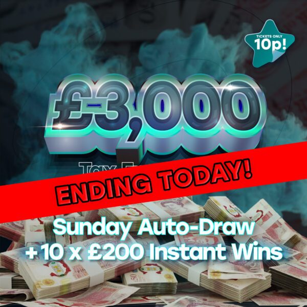 £3,000 Auto-Draw - 10 x £200 Instant Wins - Ending Today