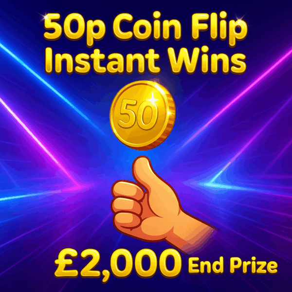 50p Coin Flip Instant Wins - £2,000 End Prize